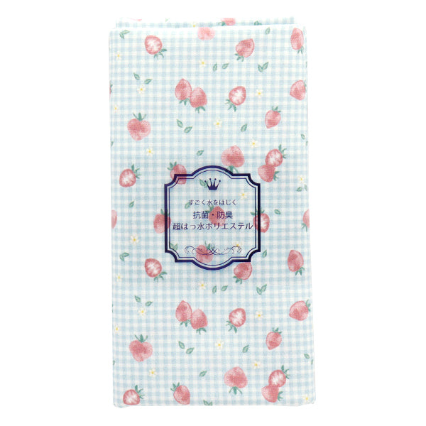 천・원단 "물을 방출하는 항균, 탈취제, 슈퍼 워터 리포터 폴리 에스테르. 컷 천 대략 135cm x 100cm 딸기 검사 블루 C-HP-SC-ST-BL"