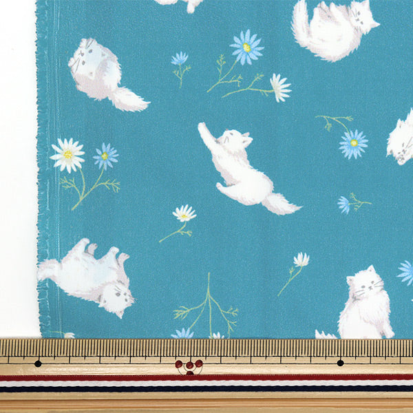 الأقمشة "البوليستر المضاد للبكتيريا ، مزيل الروائح الكريهة ، الفائقة المائية التي تصد الماء. قماش مقطوع تقريبا. 135 سم × 100 سم القط وزهرة اللون الأزرق الأخضر C-HP-CA-BG"