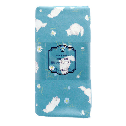 الأقمشة "البوليستر المضاد للبكتيريا ، مزيل الروائح الكريهة ، الفائقة المائية التي تصد الماء. قماش مقطوع تقريبا. 135 سم × 100 سم القط وزهرة اللون الأزرق الأخضر C-HP-CA-BG"