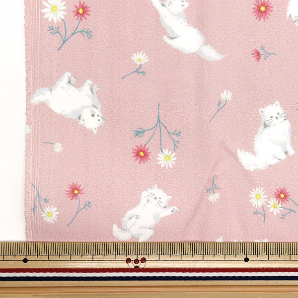 الأقمشة "البوليستر المضاد للبكتيريا ، مزيل الروائح الكريهة ، الفائقة المائية التي تصد الماء. قماش مقطوع تقريبا. 135 سم × 100 سم القط والزهرة الوردي C-HP-CA-PK"