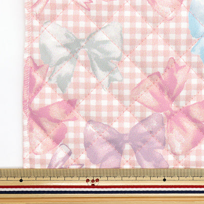 生地 『すごく水をはじく抗菌防臭超撥水ポリエステルキルト カットクロス 約128cm×80cm リボンチェック ピンク CQHP-SC-RI-PK』