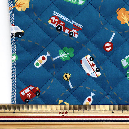 生地 『すごく水をはじく抗菌防臭超撥水ポリエステルキルト カットクロス 約128cm×80cm はたらく車 ネイビー CQHP-SC-VE-NV』