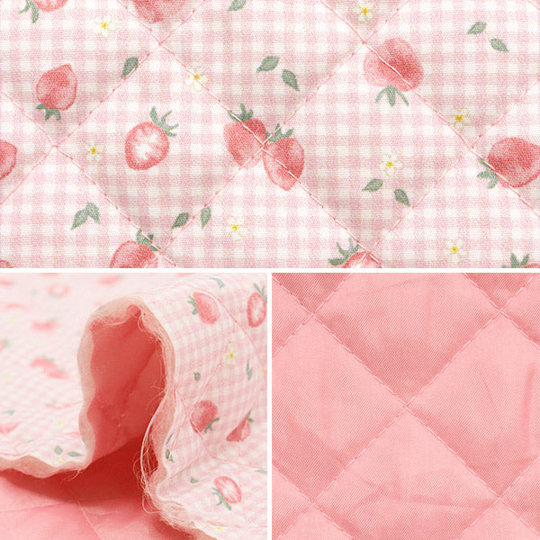 生地 『すごく水をはじく抗菌防臭超撥水ポリエステルキルト カットクロス 約128cm×80cm ストロベリーチェック ピンク CQHP-SC-ST-PK』
