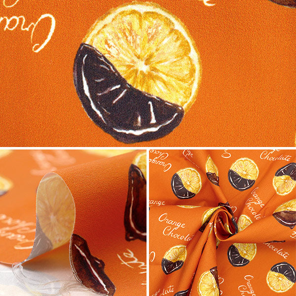 Tela "Super agua repelente"Poliéster Diseñador de patrones Maya Series Chocolate naranja cortada Tela Aprox. 135 cm x 100 cm Cinma-o"