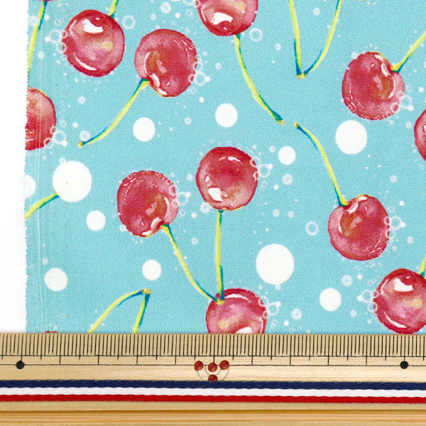 Tela "Super agua repelente"Poliéster Diseñador de patrones Maya Serie Cherry Soda cortada Tela Aprox. 135 cm x 100 cm Cinma-SA"