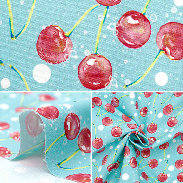 Tela "Super agua repelente"Poliéster Diseñador de patrones Maya Serie Cherry Soda cortada Tela Aprox. 135 cm x 100 cm Cinma-SA"