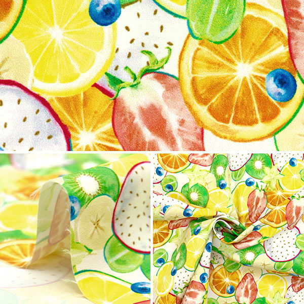 Tela "Super agua repelente"Poliéster Pattern designer maya series fruit cortada Tela Aprox. 135 cm x 100 cm Cinma-frr"