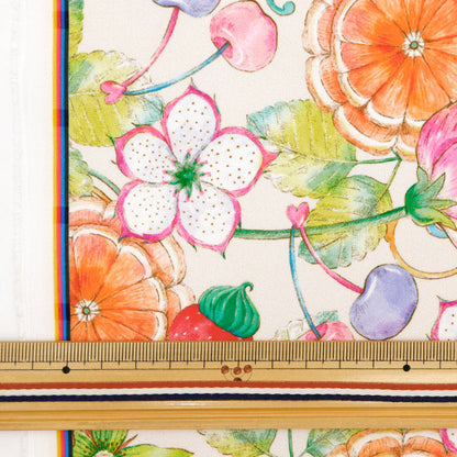 Tela "Super agua repelente"Poliéster Flor de fruta de la serie Maya del diseñador de patrones cortada Tela Aprox. 135 cm x 100cm Cinma-Hffl-MI"