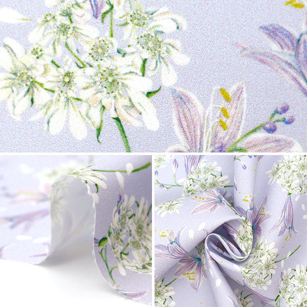 生地 『超撥水ポリエステル 模様デザイナーmayaシリーズ ユリ カットクロス 約135cm×100cm CINMA-HLIL-PP』