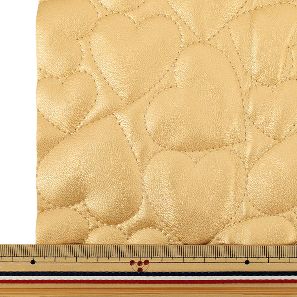 Tela "Edredé de cuero sintéticocortada Tela Corazón grande aprox. 65 x 80 cm de oro CQ-go-HB-gd"