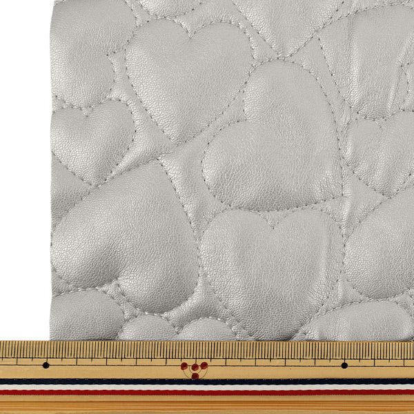 Fabric "Synthetic leather quiltCut Cloth Large Heart Approx. 65 x 80cm Silver CQ-GO-HB-SL"