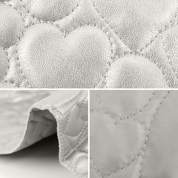 Fabric "Synthetic leather quiltCut Cloth Large Heart Approx. 65 x 80cm Silver CQ-GO-HB-SL"