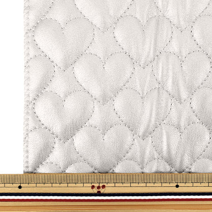 生地 『合皮キルトカットクロス ハート小 約65×80cm シルバー CQ-GO-HS-SL』