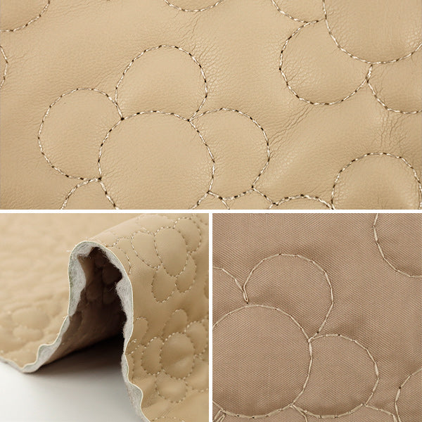 生地 『合皮キルトカットクロス フラワー 約65×80cm ベージュ CQ-GO-FL-BE』