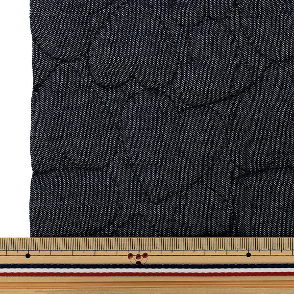 生地 『デニムキルトカットクロス ハート大 約65×80cm ネイビー CQ-DE-HB-NV』