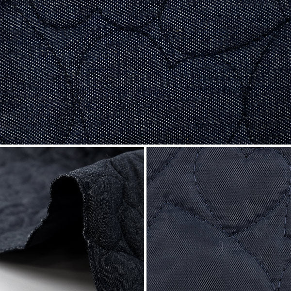 生地 『デニムキルトカットクロス ハート大 約65×80cm ネイビー CQ-DE-HB-NV』