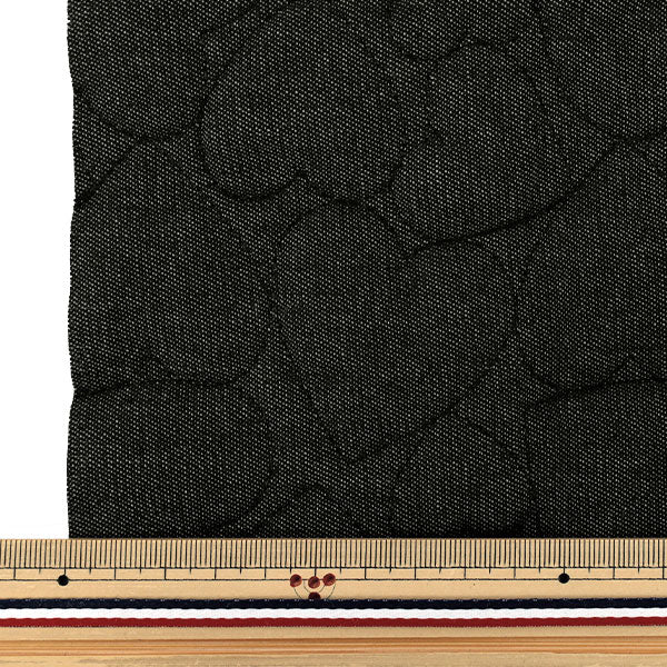 生地 『デニムキルトカットクロス ハート大 約65×80cm ブラック CQ-DE-HB-BK』