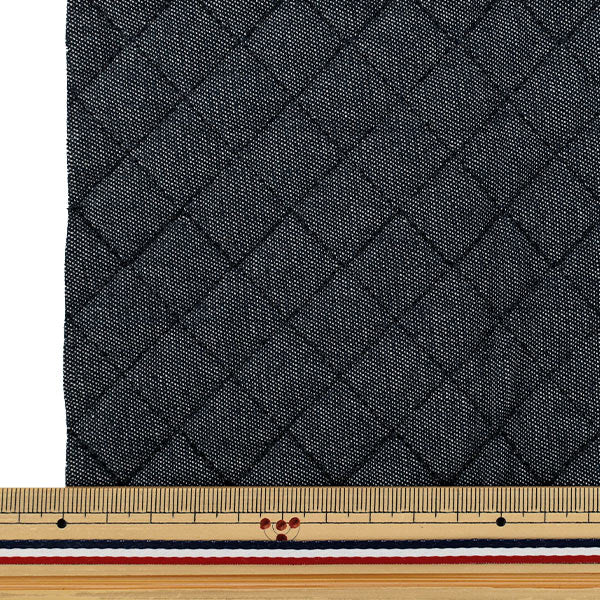 生地 『デニムキルトカットクロス 格子 約65×80cm ネイビー CQ-DE-K-NV』