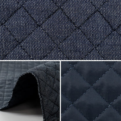 生地 『デニムキルトカットクロス 格子 約65×80cm ネイビー CQ-DE-K-NV』