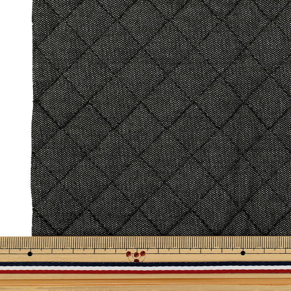 生地 『デニムキルトカットクロス 格子 約65×80cm ブラック CQ-DE-K-BK』