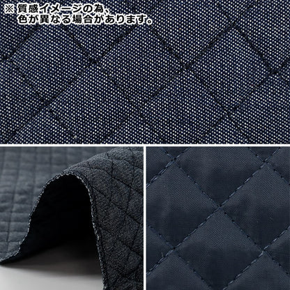 生地 『デニムキルトカットクロス 格子 約65×80cm ブラック CQ-DE-K-BK』