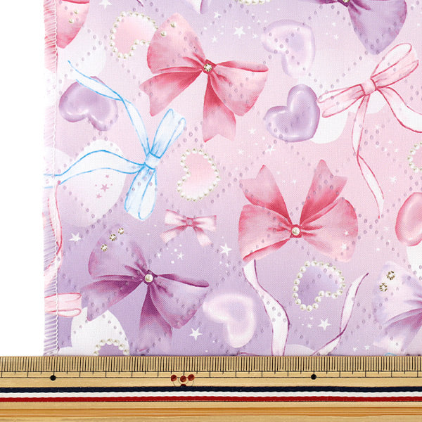 生地 『すごく水をはじく抗菌防臭超撥水ポリエステルキルト リボンパープル CQHP-RI26-PU』