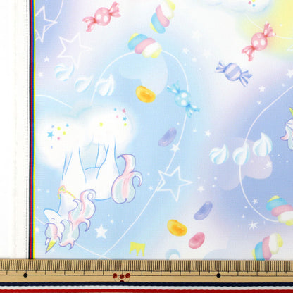 生地 『すごく水をはじく抗菌防臭超撥水ポリエステル カットクロス 約135cm×100cm ユニコーン ブルー C-HP-UN26-BL』