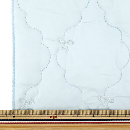 生地 『カジュアルキルト リボン 小 カットクロス 約65×80cm ライトブルー CQ-CA2-2LBL』