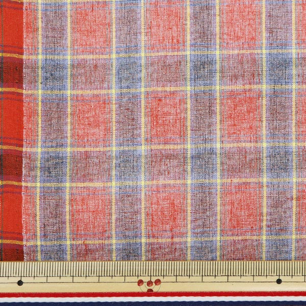 [Quantity starting from 5] Fabric "Mosquito-resistant laminated processing, yarn-dyed tartan, red RB-51010-501"