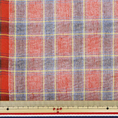 [Quantity starting from 5] Fabric "Mosquito-resistant laminated processing, yarn-dyed tartan, red RB-51010-501"
