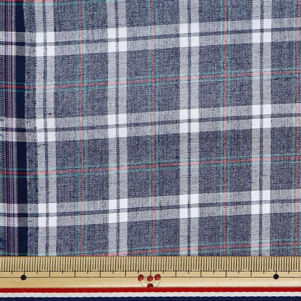[Quantity starting from 5] Fabric "Mosquito-resistant laminated yarn-dyed tartan, blue RB-51010-504"