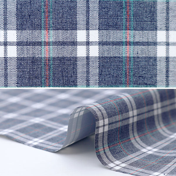 [Quantity starting from 5] Fabric "Mosquito-resistant laminated yarn-dyed tartan, blue RB-51010-504"