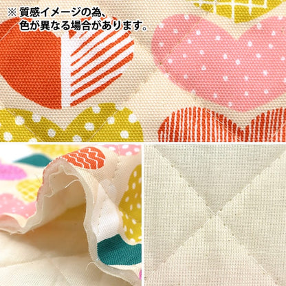 生地 『kippis (キッピス) オックスキルト カットクロス 約105×50cm ハート イエロー CQKPO-17S』 【ユザワヤオリジナル】