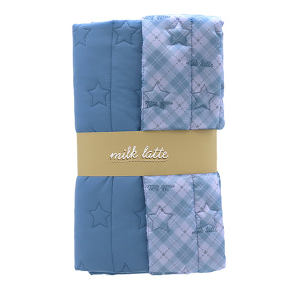 천・원단 "디자인 퀼트" 컷 천 약 130cm x 50cm 밀크 레이트 스타 스트라이프 블루 MLDQ-06"