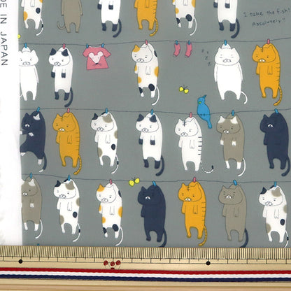 [Quantité à partir de 5] Tissu {NylonTaffetas Chat de lavage gris KTS6718-D" COTTON KOBAYASHI