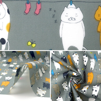 [Quantité à partir de 5] Tissu {NylonTaffetas Chat de lavage gris KTS6718-D" COTTON KOBAYASHI