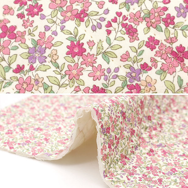 [Quantity from 5] Fabric "Broad quilt floral pattern pink QKTS2704-A" COTTON KOBAYASHI
