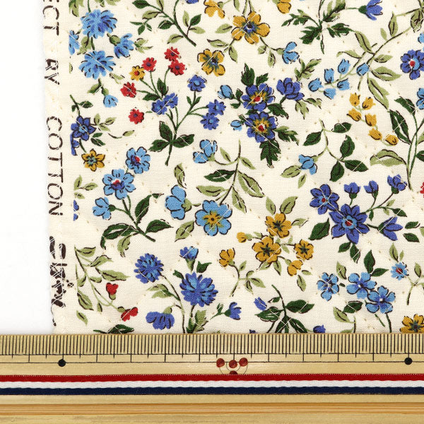 [Quantity from 5] Fabric "Broad Quilt Floral Pattern Blue QKTS2568-B" COTTON KOBAYASHI