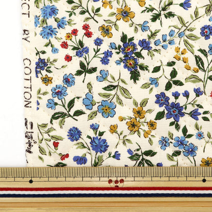 [Quantity from 5] Fabric "Broad Quilt Floral Pattern Blue QKTS2568-B" COTTON KOBAYASHI