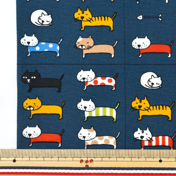 [الكمية تبدأ من 5] الأقمشة "Nylon Taslan محاذاة Cat Navy KTS6728-D" COTTON KOBAYASHI