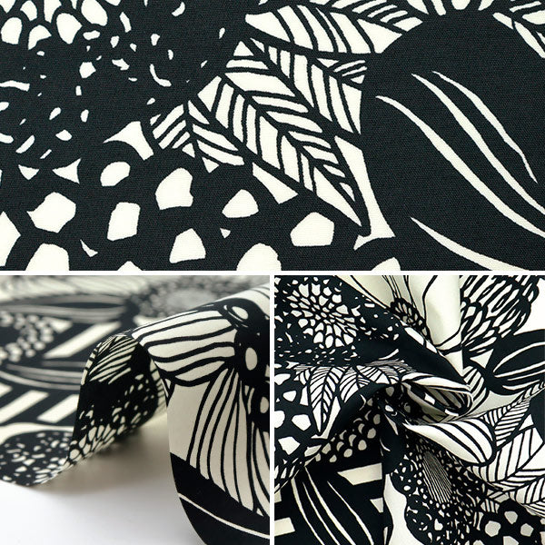 [数量从5开始] 织物 “ Suhakon Bloth Nylon Taslan” 艺术花卉 白色UP5947-A" COTTON KOBAYASHI