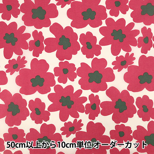 [الكمية من 5] الأقمشة "نايلون تسلان كبير بنمط زهور وردي KTS7144-A" COTTON KOBAYASHI