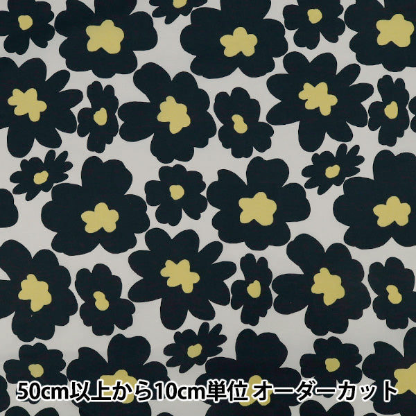 [الكمية من 5] الأقمشة "نايلون تسلان كبير بنقشة زهور أسود KTS7144-E" COTTON KOBAYASHI