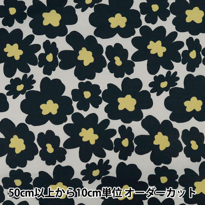 [الكمية من 5] الأقمشة "نايلون تسلان كبير بنقشة زهور أسود KTS7144-E" COTTON KOBAYASHI