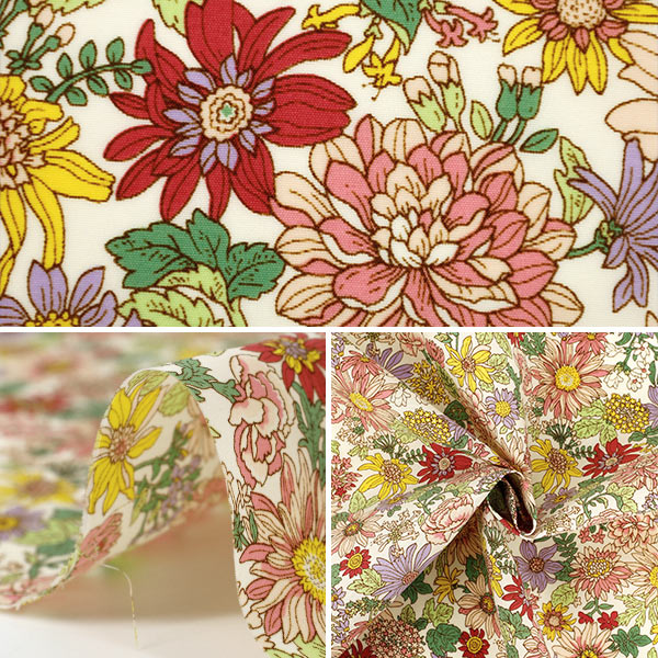 [الكمية من 5] الأقمشة "نايلون تاسلان متوسط نمط الزهرة وردي KTS7143-A" COTTON KOBAYASHI