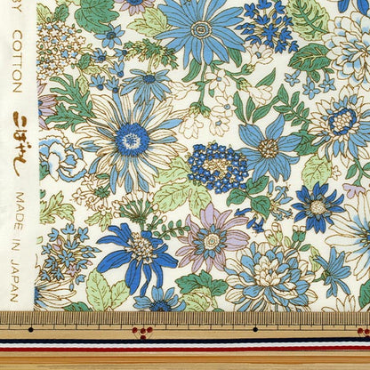 [الكمية من 5] الأقمشة "نايلون تسلان متوسط نمط زهرة زرقاء KTS7143-B" COTTON KOBAYASHI