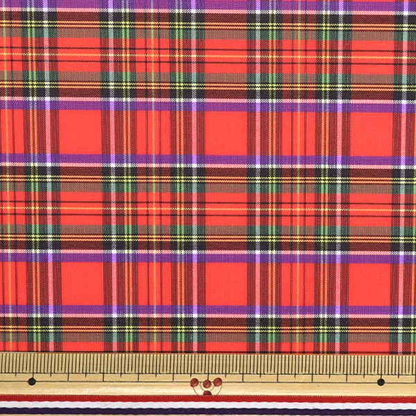[Cantidad a partir de 5] Tela "Reubecho de tartán de nylon, cheque rojo 3328-2"