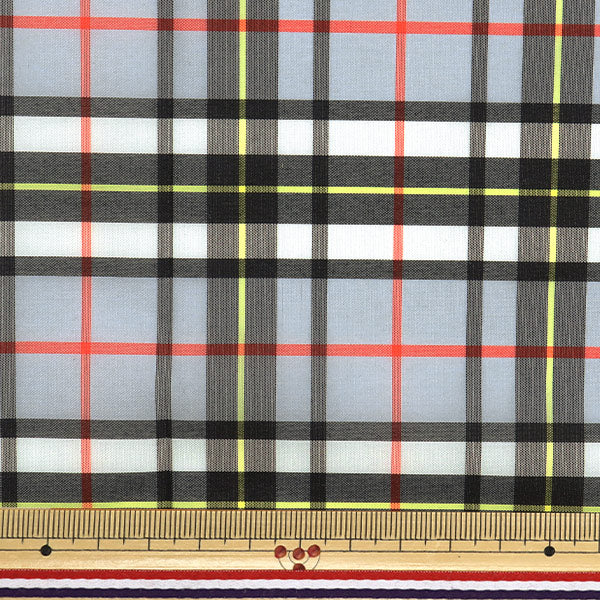 [Cantidad a partir de 5] Tela "Recubrimiento de tartán de nylon, gris x negro 3328-6"