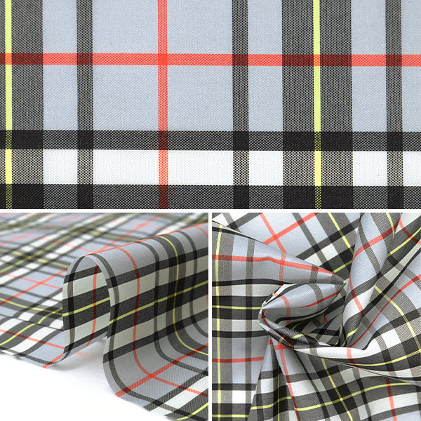 [Cantidad a partir de 5] Tela "Recubrimiento de tartán de nylon, gris x negro 3328-6"