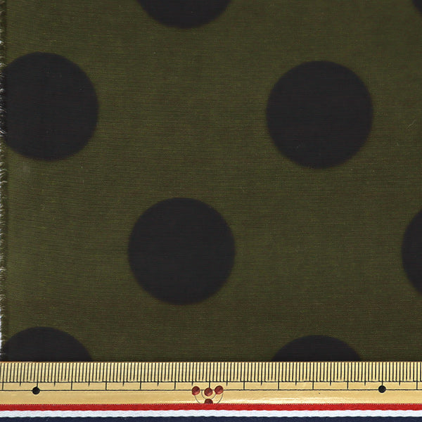 [From quantity 5]Fabric "nylonTaffetaPrinting Polka dots Khaki x black SG-4000-B"